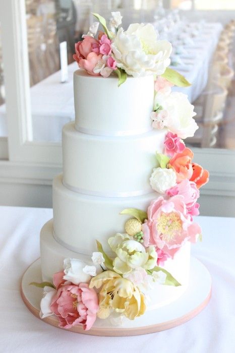 Wedding - White Flower Cake
