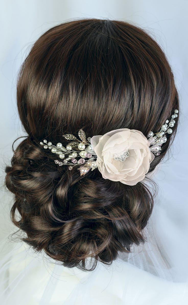Hochzeit - Bridal Hair Flower Wedding Hair Flower Hair Comb Bridal Hair Clip Wedding Hair Clip Bridal Fascinator Floral Hairpiece Champagne Hair Clip