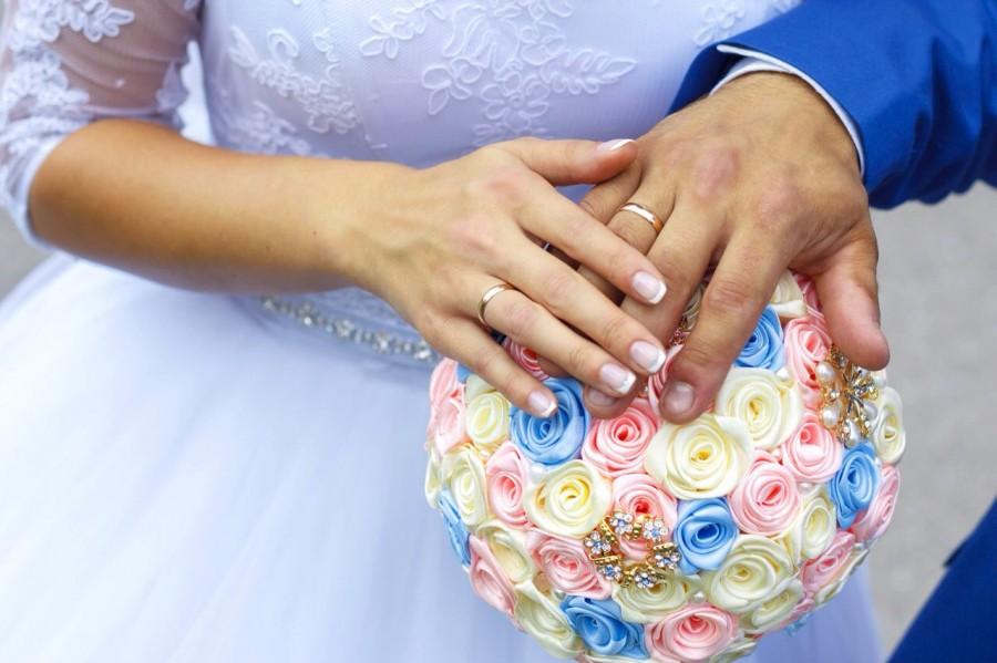 Mariage - Bridesmaids bouquets. Wedding set! Brooch bouquet, bridal bouquet, wedding bouquet, wedding set, boutonniere, pink bouquet,  