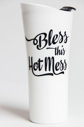 Wedding - Bless This Hot Mess Travel Coffee Mug - As Seen In Huffington Post
