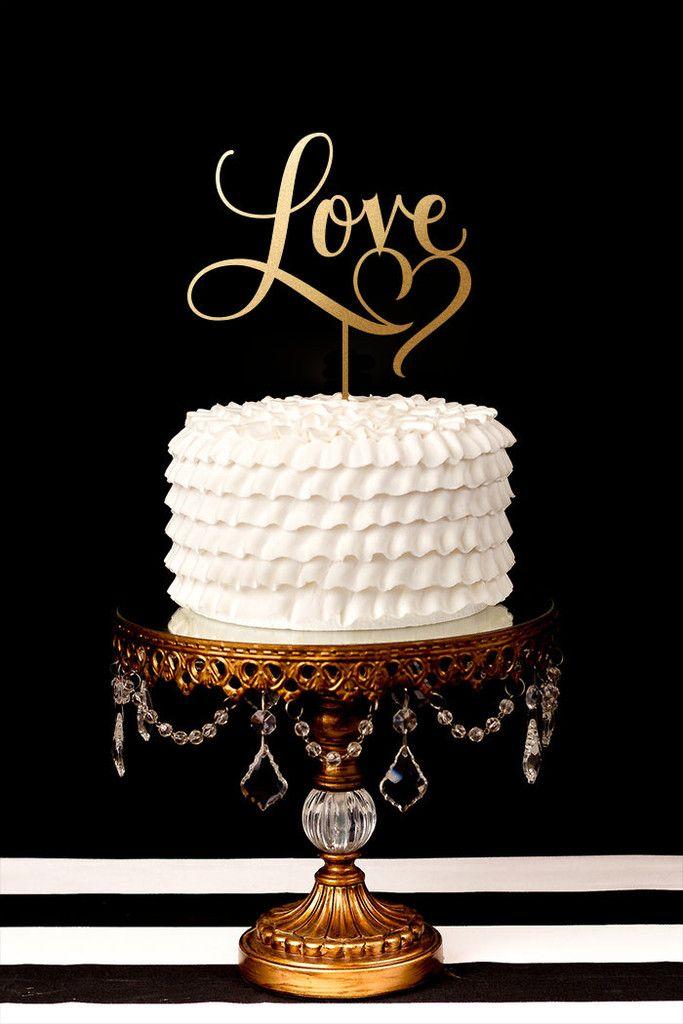 Hochzeit - Love Cake Topper With Heart Flourish