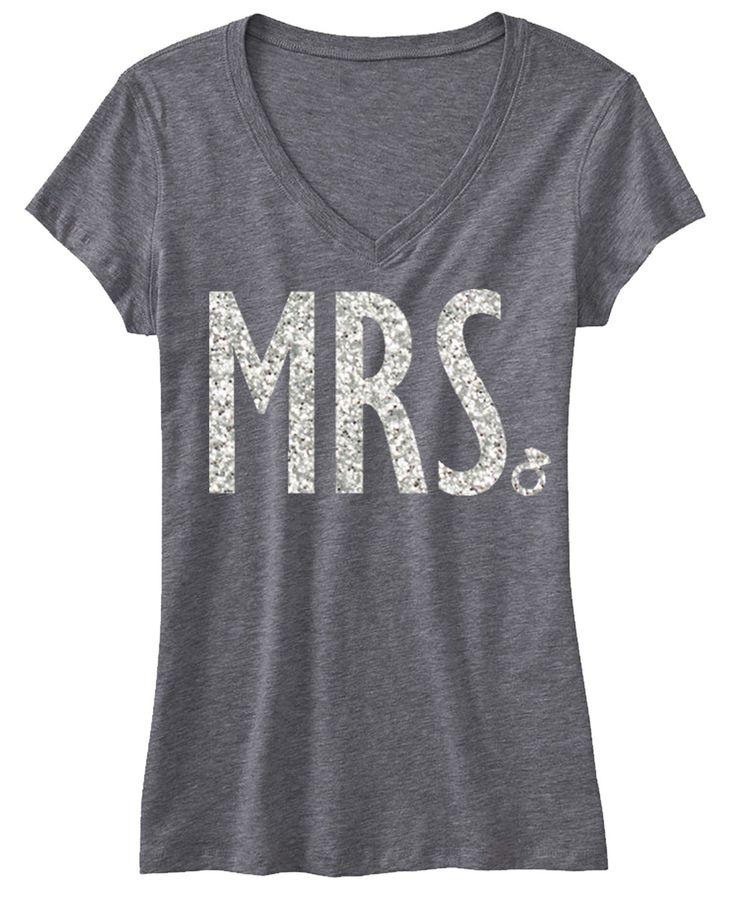 Свадьба - MRS Shirt Glitter Bride Gray V-neck