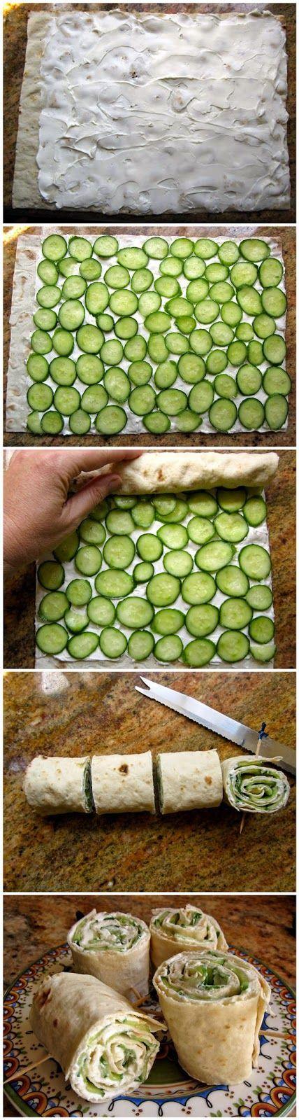 زفاف - Cucumber And Cream Cheese Sandwich Rolls (with Lavash Bread