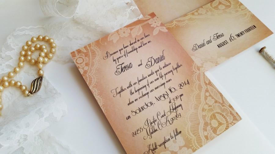 زفاف - Vintage Wedding Invitations sample - Vintage Lace Wedding Invitations suite {Providence design}