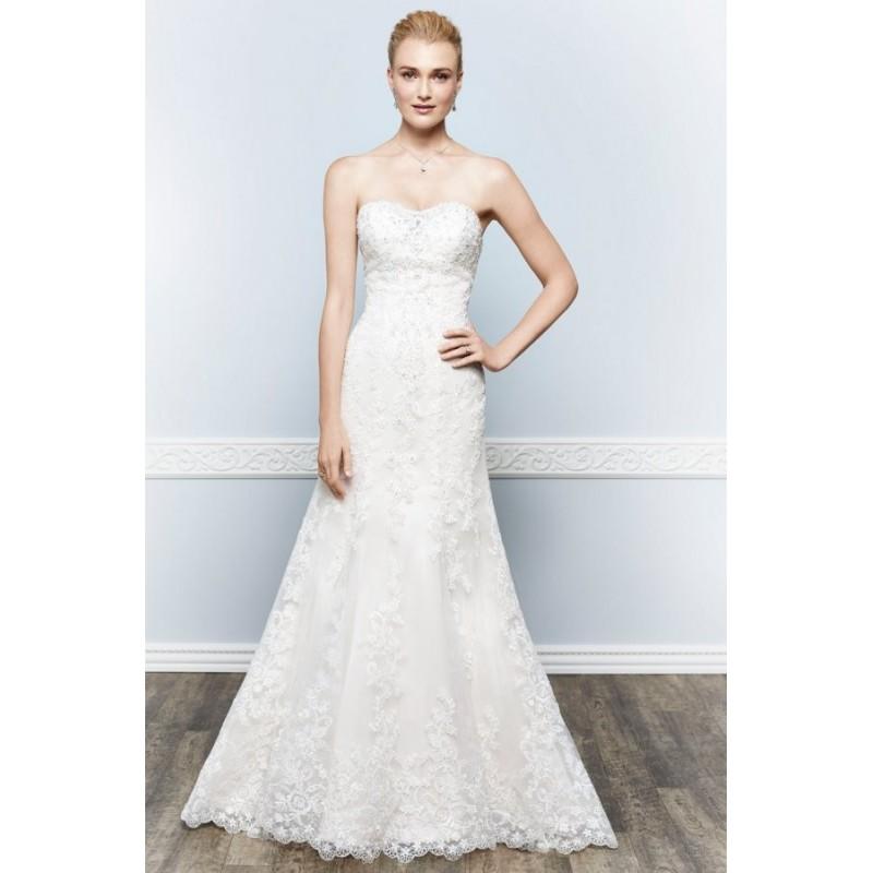 Hochzeit - Style 1641 by Kenneth Winston - Lace Floor length Sleeveless Strapless Fit-n-flare Semi-Cathedral Dress - 2017 Unique Wedding Shop
