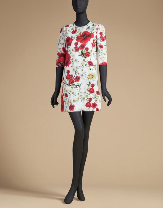 زفاف - Dolce & Gabbana Tunic Dress In Printed Cady, Short Dress Women 