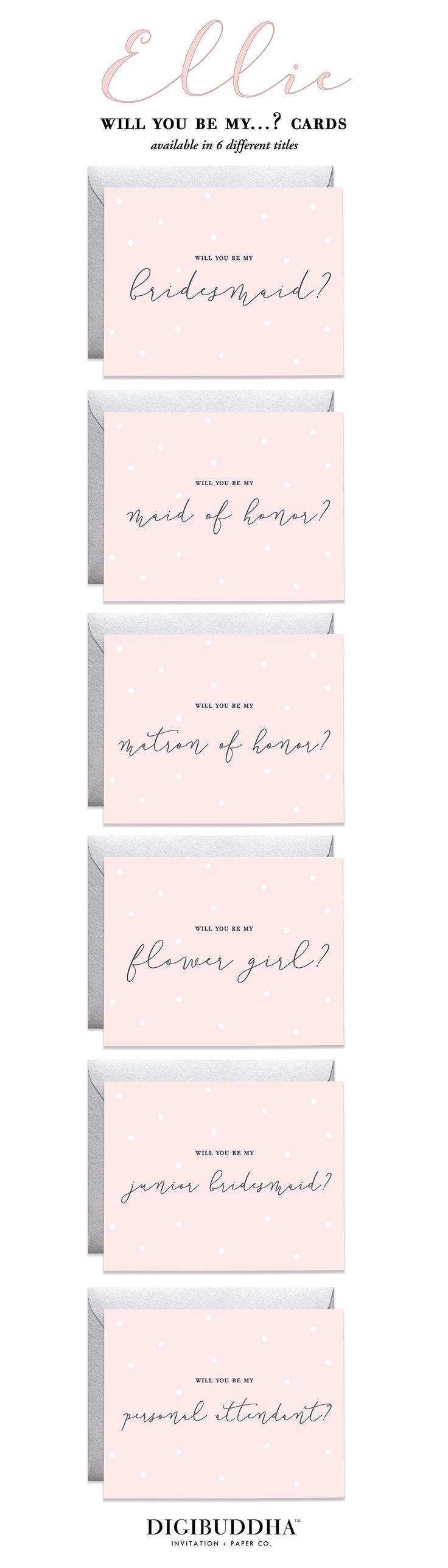 Hochzeit - Will You Be My Bridesmaid? Blush Pink Card 