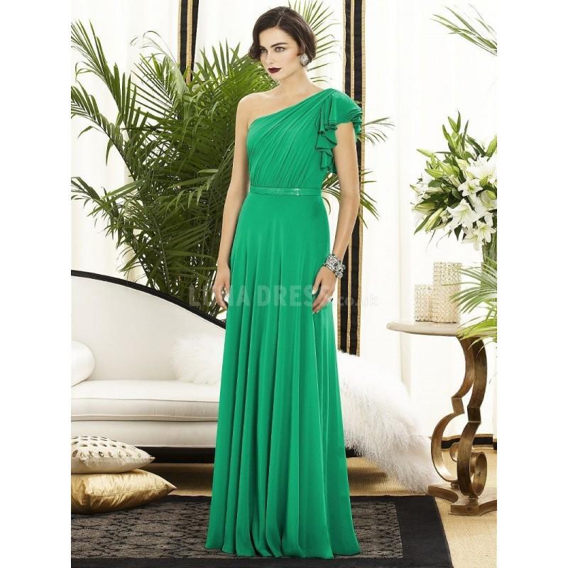 Mariage - One Shoulder A line With Ruffles Chiffon Floor Length Bridesmaids Dress - Compelling Wedding Dresses