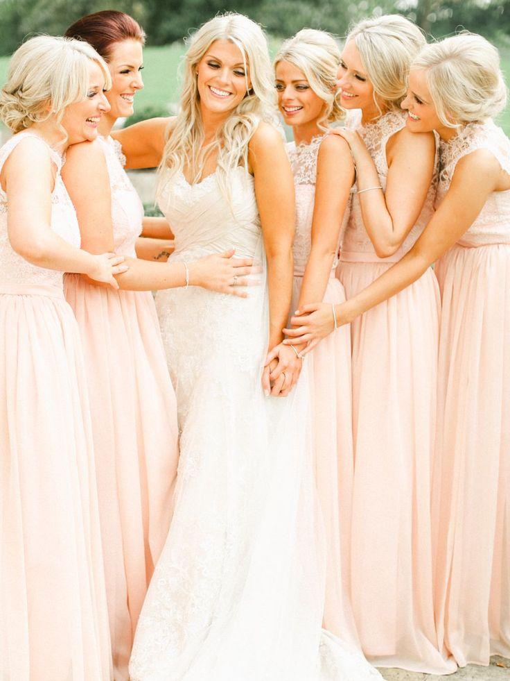 زفاف - An Ian Stuart 'Sapphire' Bridal Gown For A Classically Romantic Wedding At Rudding Park In Harrogate With A Dahlia Bouquet And Pink Bridesmaid Dresses
