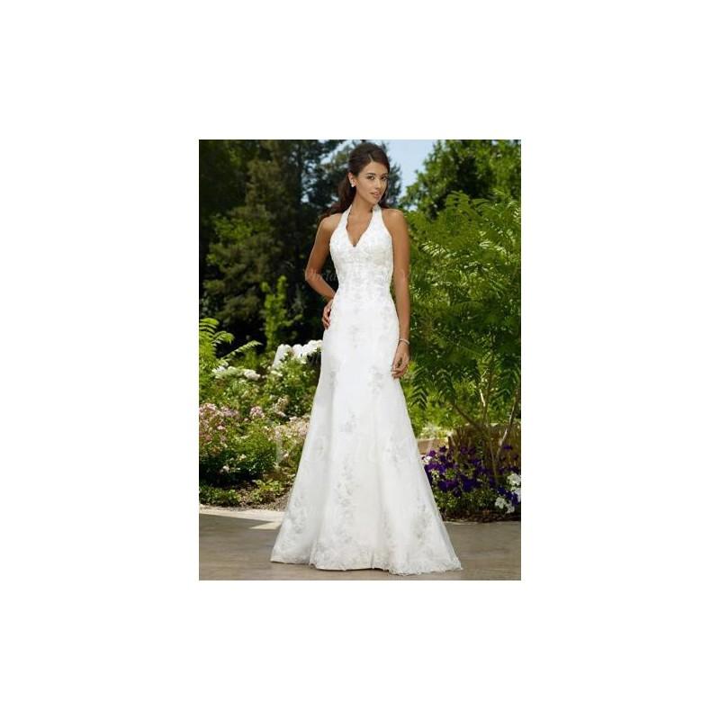 زفاف - A-Line/Princess Halter Court Train Satin Tulle Wedding Dress With Lace Beading - Beautiful Special Occasion Dress Store