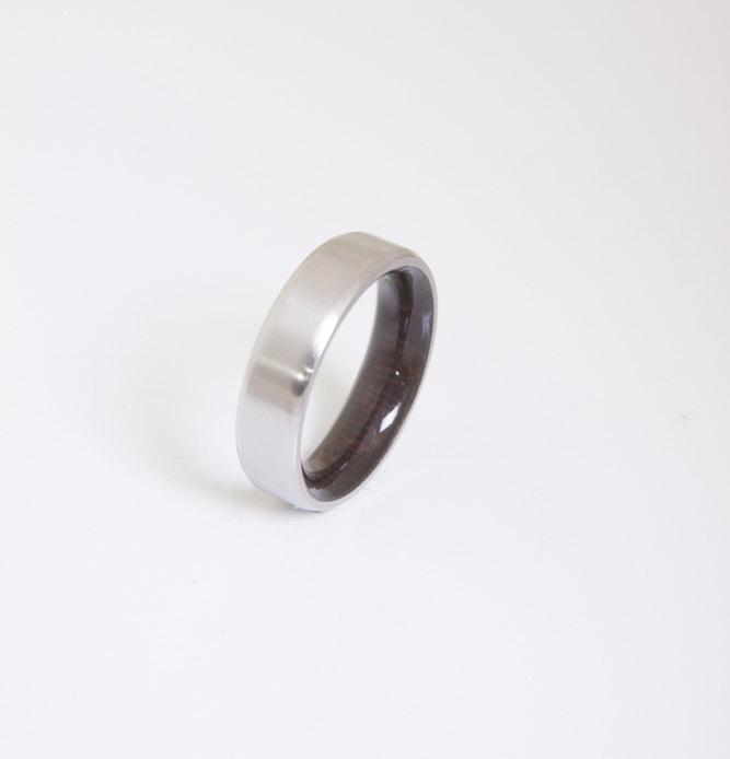 زفاف - Titanium Ring Mens Wood Wedding Band with Titanium Ring dark wood ring wood wedding band mens wedding band alternative wedding ring