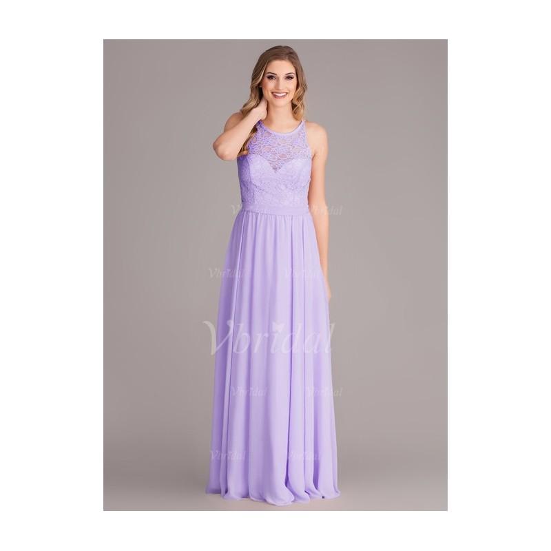 Wedding - A-Line/Princess Scoop Neck Floor-Length Chiffon Bridesmaid Dress With Lace - Beautiful Special Occasion Dress Store