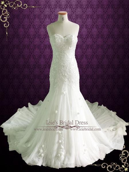 Wedding - Strapless Fit And Flare Wedding Dress With Crystals And Roses 