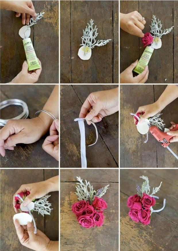Hochzeit - How To Make A Floral Bracelet / Wrist Corsage