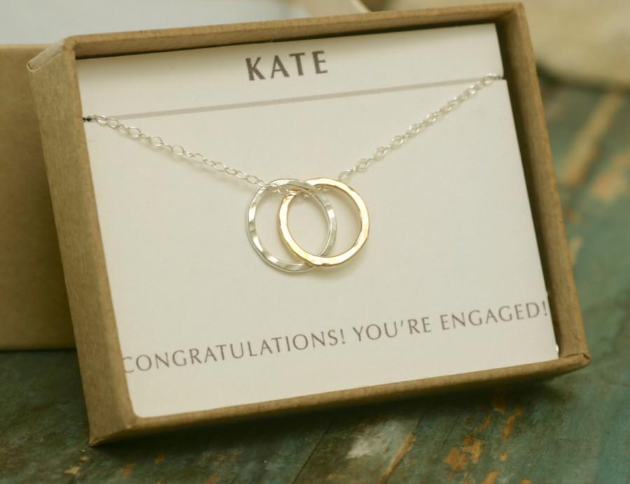 زفاف - Engagement gift for bride, engagement gift for fiancee, bridal shower gift for bride, 2 year anniversary gift, 2 circle necklace - Lilia