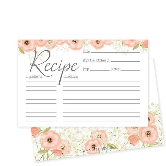 Wedding - Printable Recipe Card For Bridal Shower 
