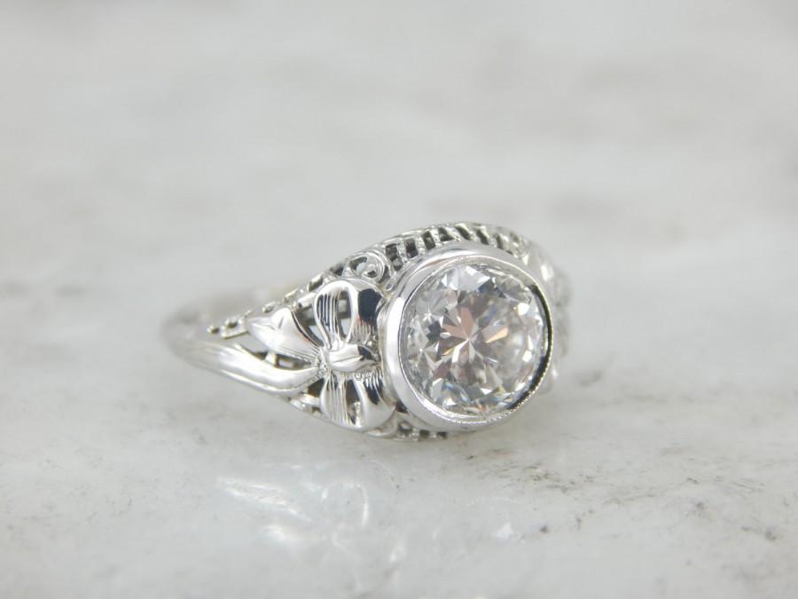 Mariage - Art Deco Engagement Luxurious Filigree Ring from the 1920's, Art Deco Basket, Fine Diamond Y2AA8K-P