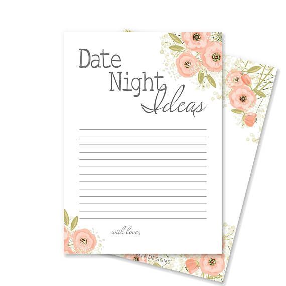 Свадьба - Printable Date Night Idea Card 