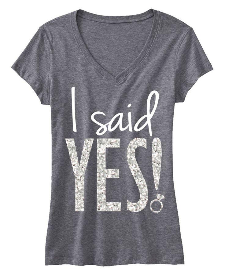زفاف - I SAID YES! Shirt With Silver Glitter Print