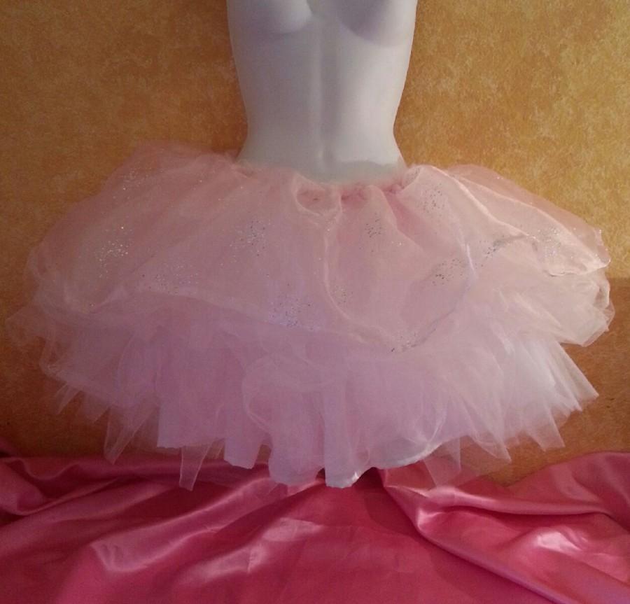 Свадьба - Pink & White Aurora Borealis Crystal Rhinestone Glitter Tulle Tutu Skater Skirt Belly Dance Party Dress Bridal Weddig Costume