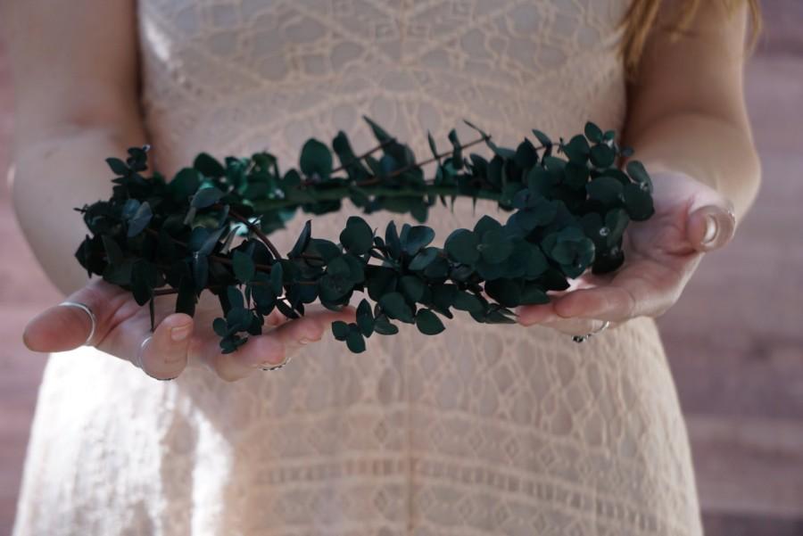 Wedding - Greenery crown, flower crown wedding, bridal floral crown, eucalyptus crown, wedding crown