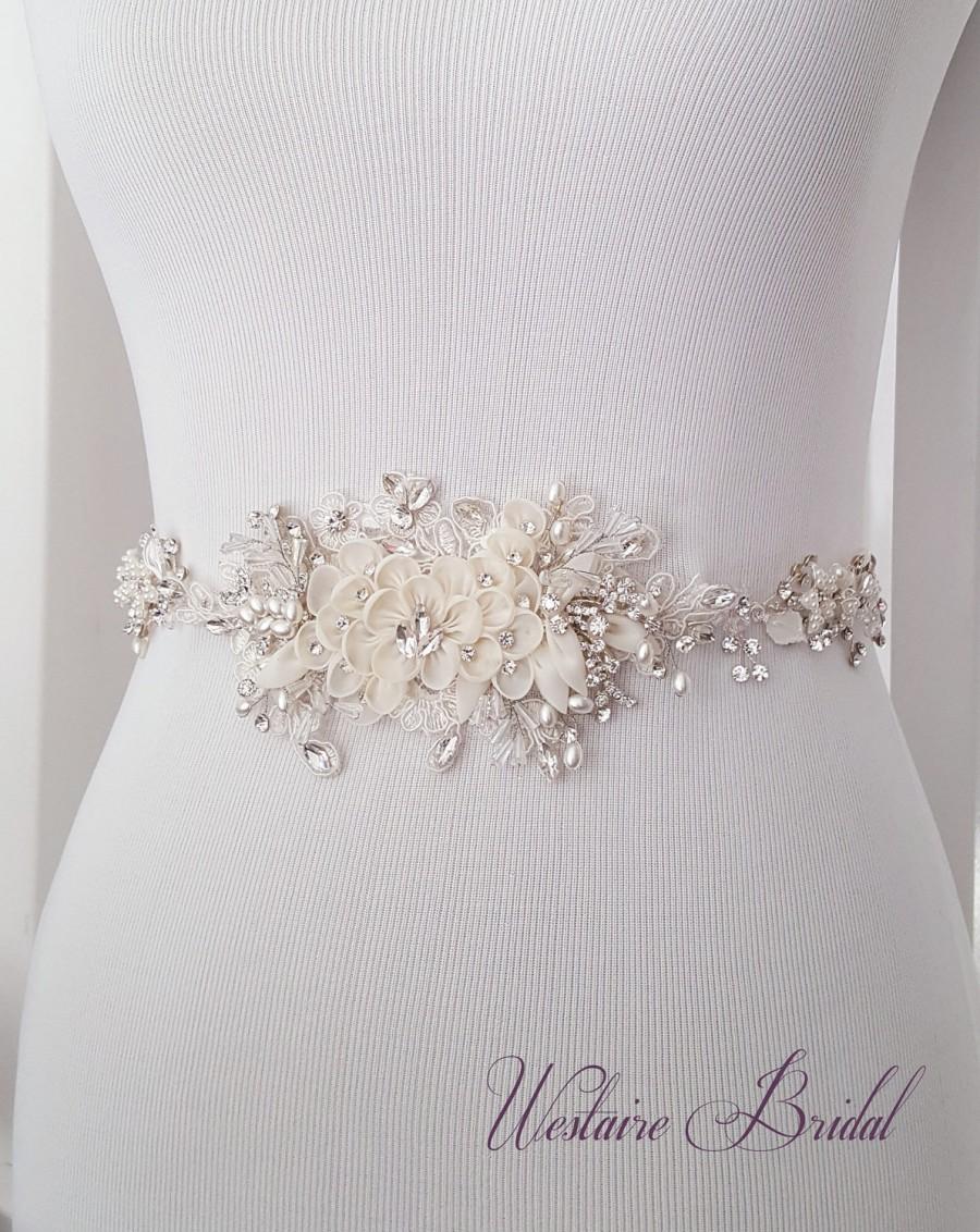 Hochzeit - Floral Wedding Sash, Bridal Belt, Custom Wedding Belts and Sashes - Style 789.1