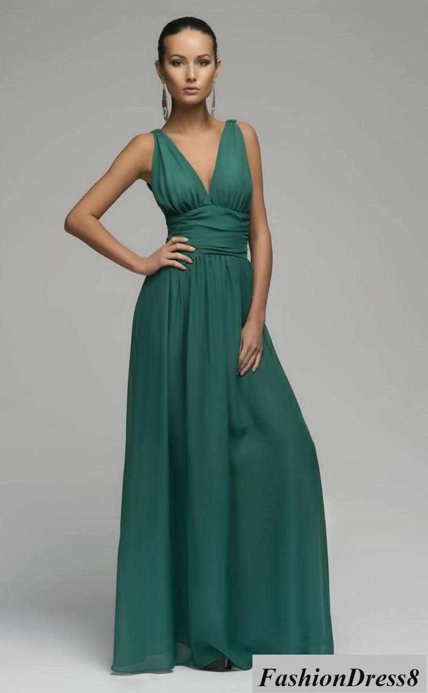 Wedding - Emerald Green Maxi Chiffon Dress.Occasion Sleeveless Dress Party.Full Summer Dress.