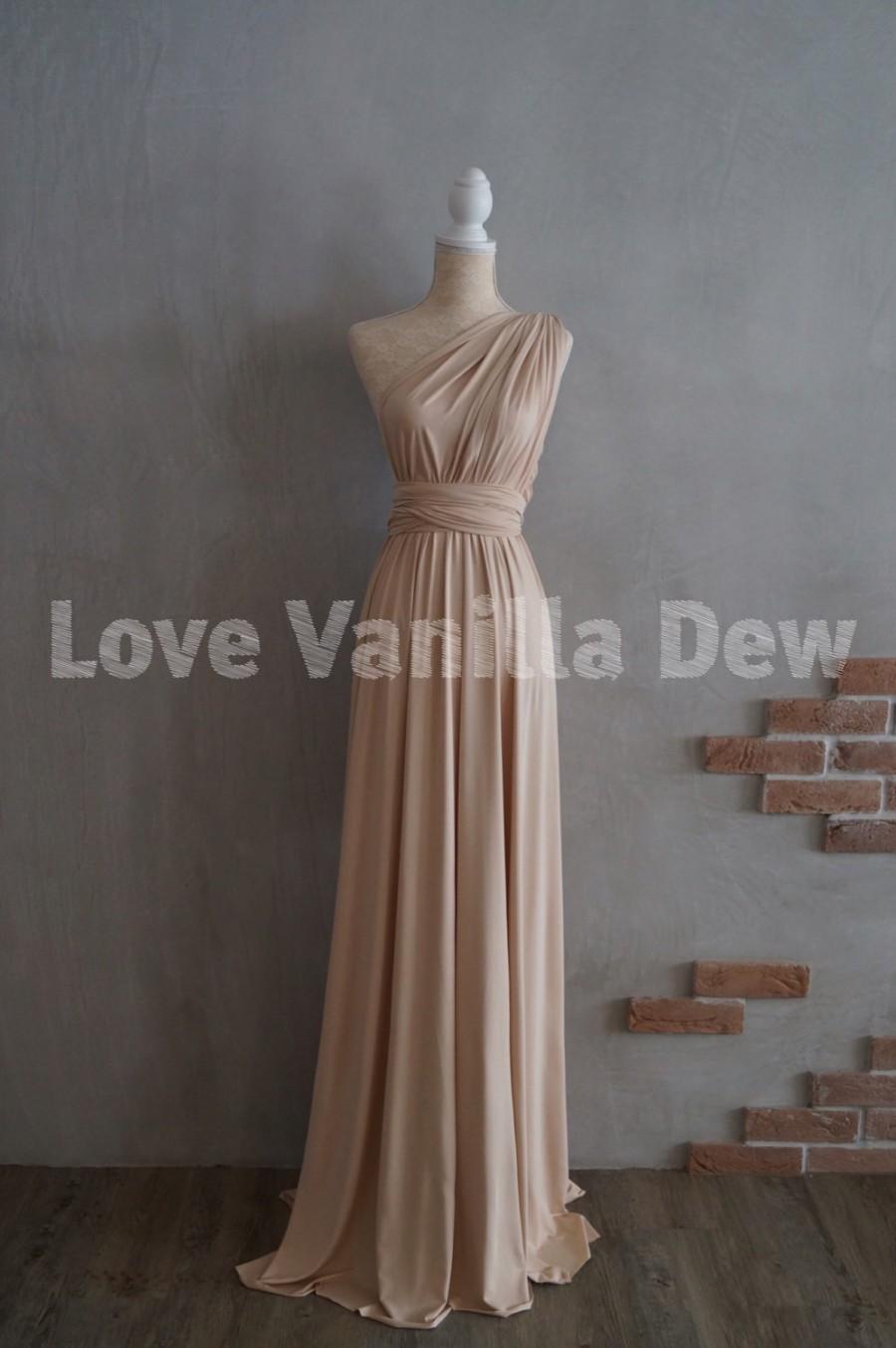 Mariage - Bridesmaid Dress Infinity Dress Champagne Floor Length Maxi Wrap Convertible Dress Wedding Dress