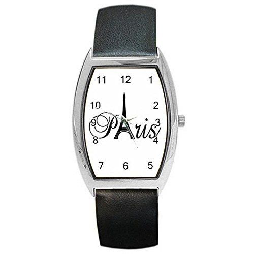 Wedding - Paris " Eiffel Tower" On A Girls Or Womens Barrel Watch With Leather Band