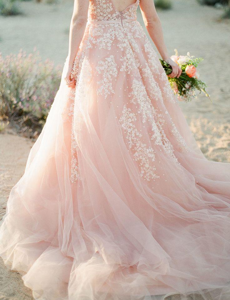 Wedding - A Dreamy Pink Wedding Dress Captured In Joshua Tree