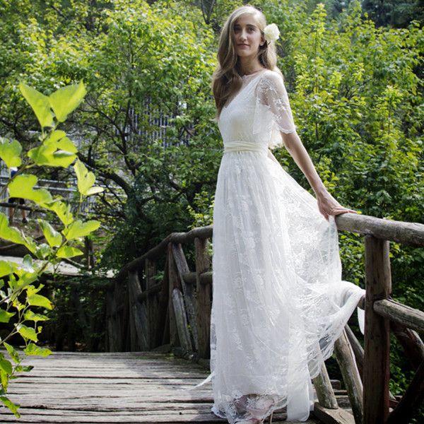 زفاف - Fashion White Romantic Bohemian Bea