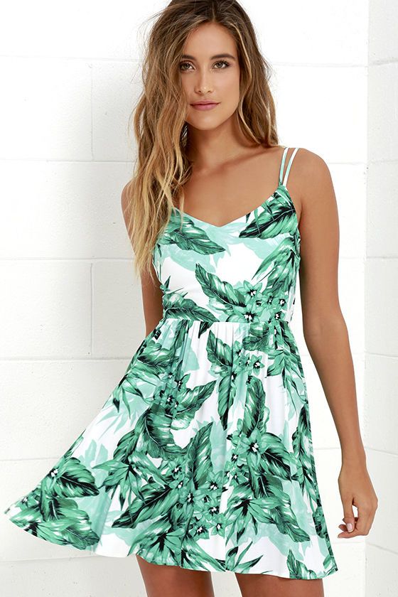 Hochzeit - Jack By BB Dakota Brittania Green Tropical Print Dress