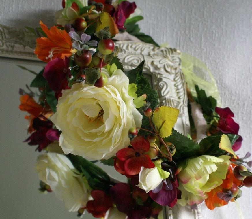 Hochzeit - Flower Crown Baroque Style Wedding Head Wreath Flower Headdress Bridesmaid Wedding Festivals Fashion Accessories Floral Crown