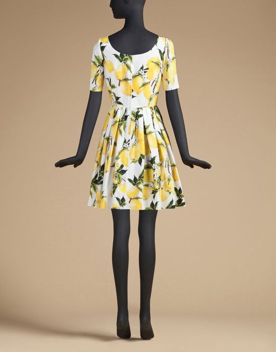 زفاف - Short Sleeved Dress In Printed Cotton 