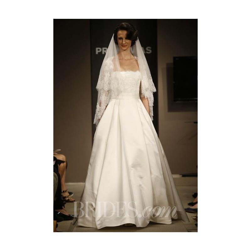 Wedding - Pronovias - 2014 - Leslie Strapless A-Line Wedding Dress with Lace Bodice - Stunning Cheap Wedding Dresses