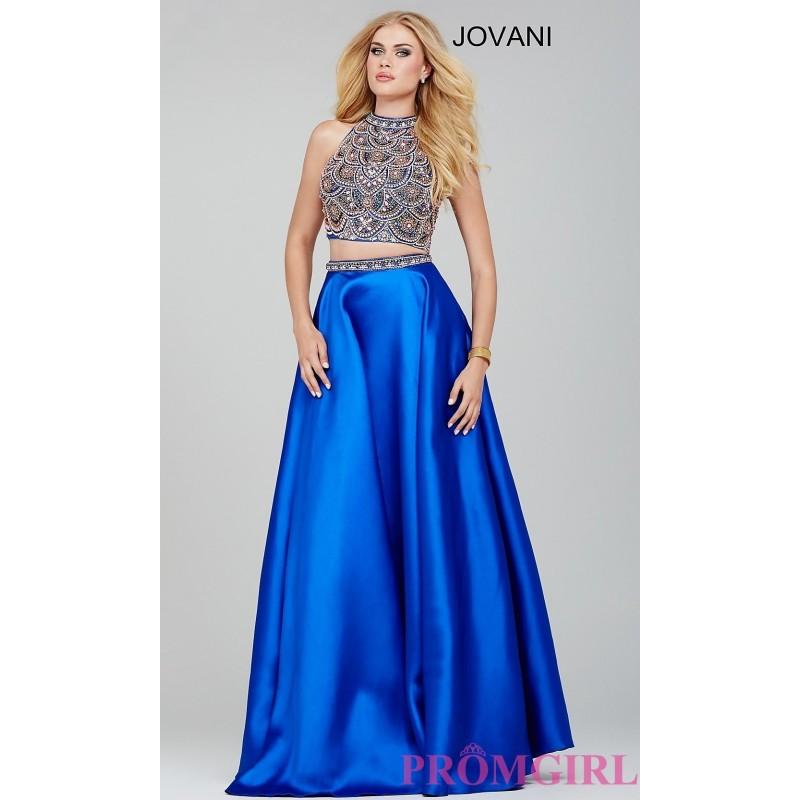 زفاف - Blue Two Piece Jovani Sleeveless Prom Dress JO-32440 - Discount Evening Dresses 