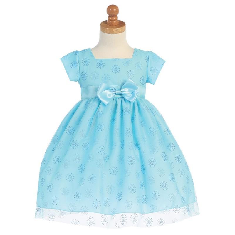 Mariage - Aqua Cap Sleeve Tulle w/ Glitter Dress Style: LM670 - Charming Wedding Party Dresses