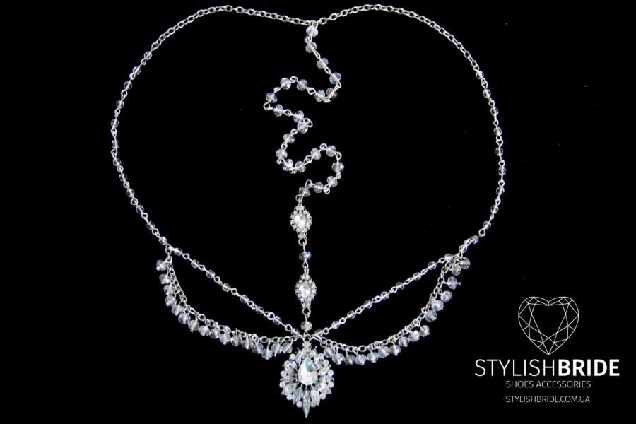 Mariage - Crystal Hair Chain Headpiece,  Bridal Head Chain Tikka, Weddings Bridal Headpiece, Jewelry Head Chain, Head Jewelry Chain,  Head Pie