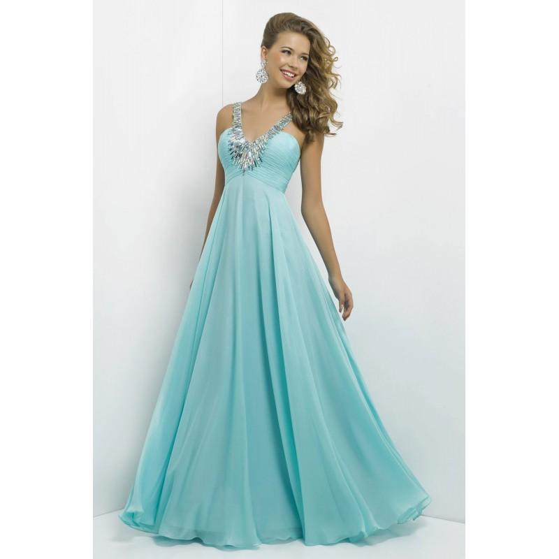 Hochzeit - Elegant A-line Halter V-neck Crystal Detailing Floor-length Chiffon Prom Dresses - Dressesular.com