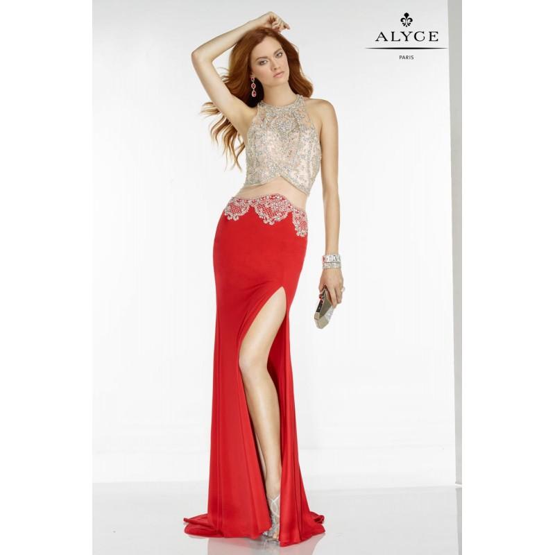 زفاف - Alyce Prom 6535 Red/Nude,Black/Nude Dress - The Unique Prom Store
