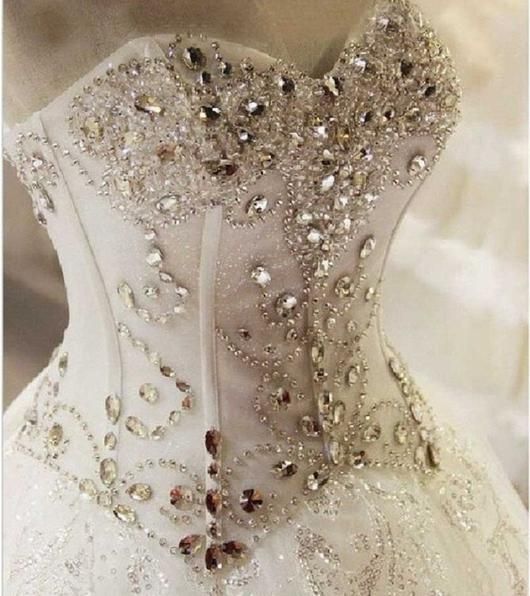 زفاف - Bling Brides Crystal Wedding Dress Ball Dress With Sweetheart Neck And Lace Up Back