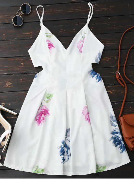 Mariage - Backless Cut Out Floral Dress