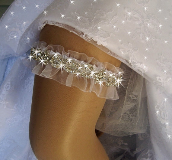 Hochzeit - Wedding Garter /  Rhinestone Garter / Crystal Garter / Garter Belt / Wedding Garter Set