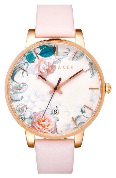 Wedding - Ted Baker Round Dial Leather Strap Watch, 40mm
