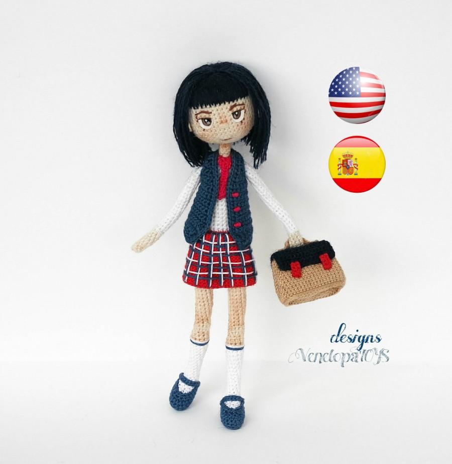 Mariage - Pattern "Doll Schoolgirl", amigurumi crochet doll, crochet doll pattern, amugurumi pattern
