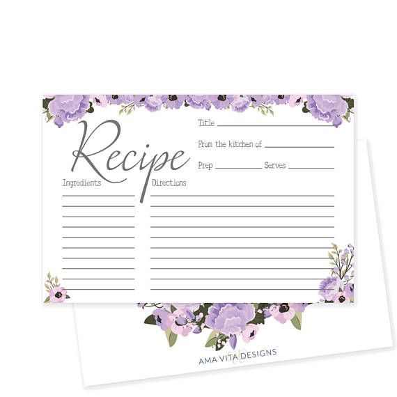 زفاف - Rustic Bridal Shower Recipe Card 