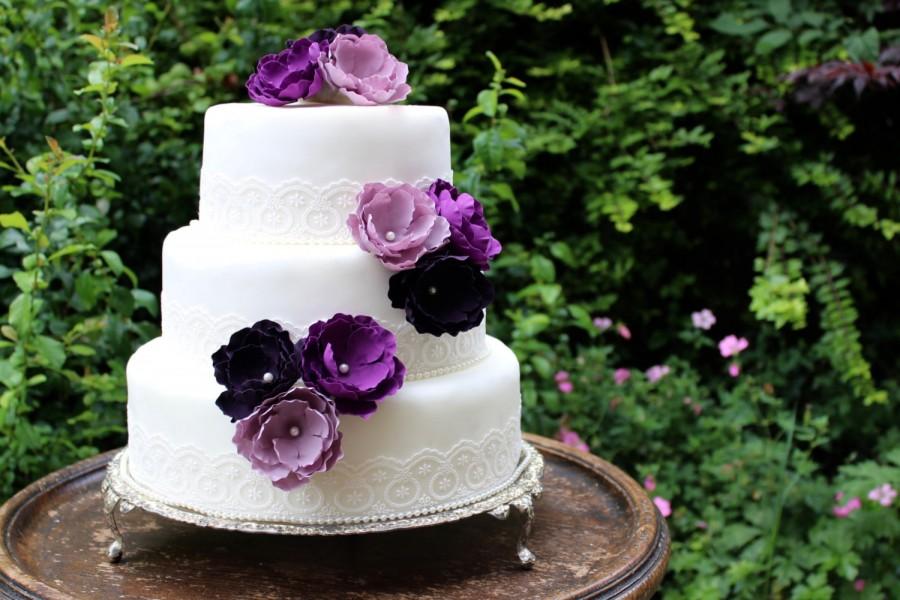 زفاف - Purple Flower Wedding Cake Toppers - Forever Flowers - Flower Cake Toppers - Purple Cake Flowers - Wild Rose Cake Flowers - Cake Decoration
