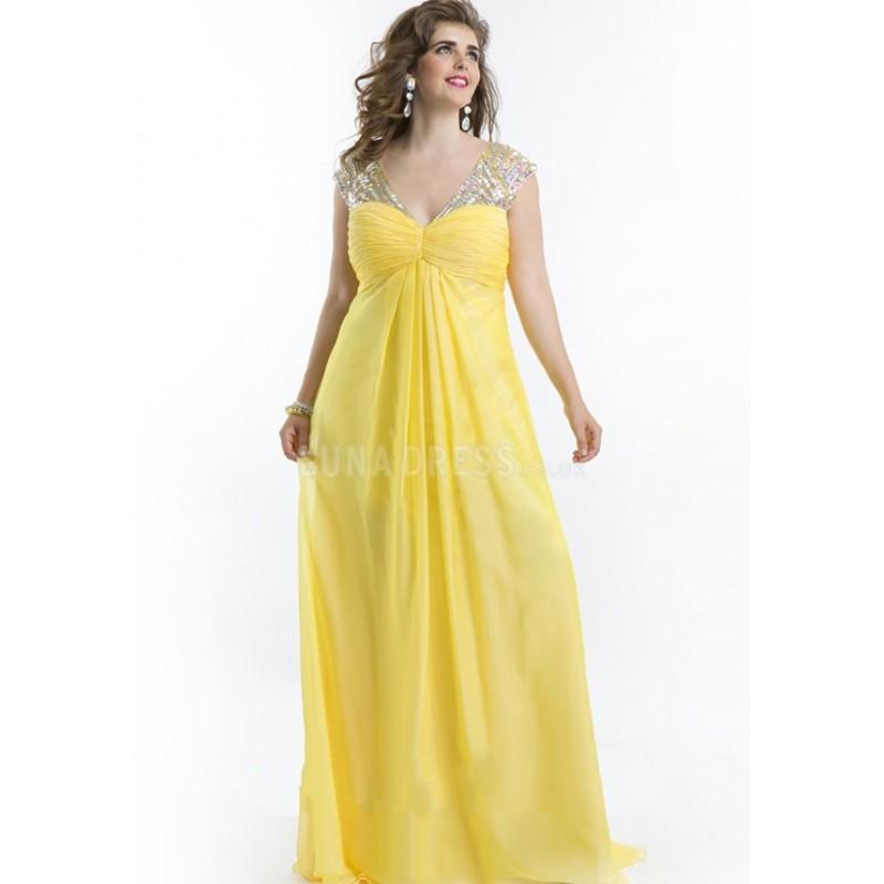 Wedding - Flowing Floor Length V Neck Chiffon Sleeveless A line Prom Dresses With Beading - Compelling Wedding Dresses