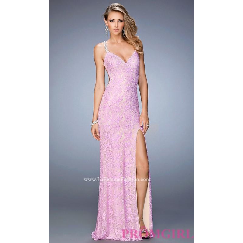 زفاف - V-Neck Long Lace La Femme Open Back Prom Dress - Discount Evening Dresses 