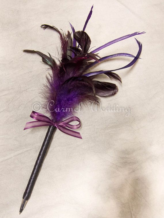 Hochzeit - Items Similar To Purple Feather Pen - Purple Wedding Pen, Purple Sign In Pen, Purple Guestbook Pen, Purple Welcome Desk Pen On Etsy